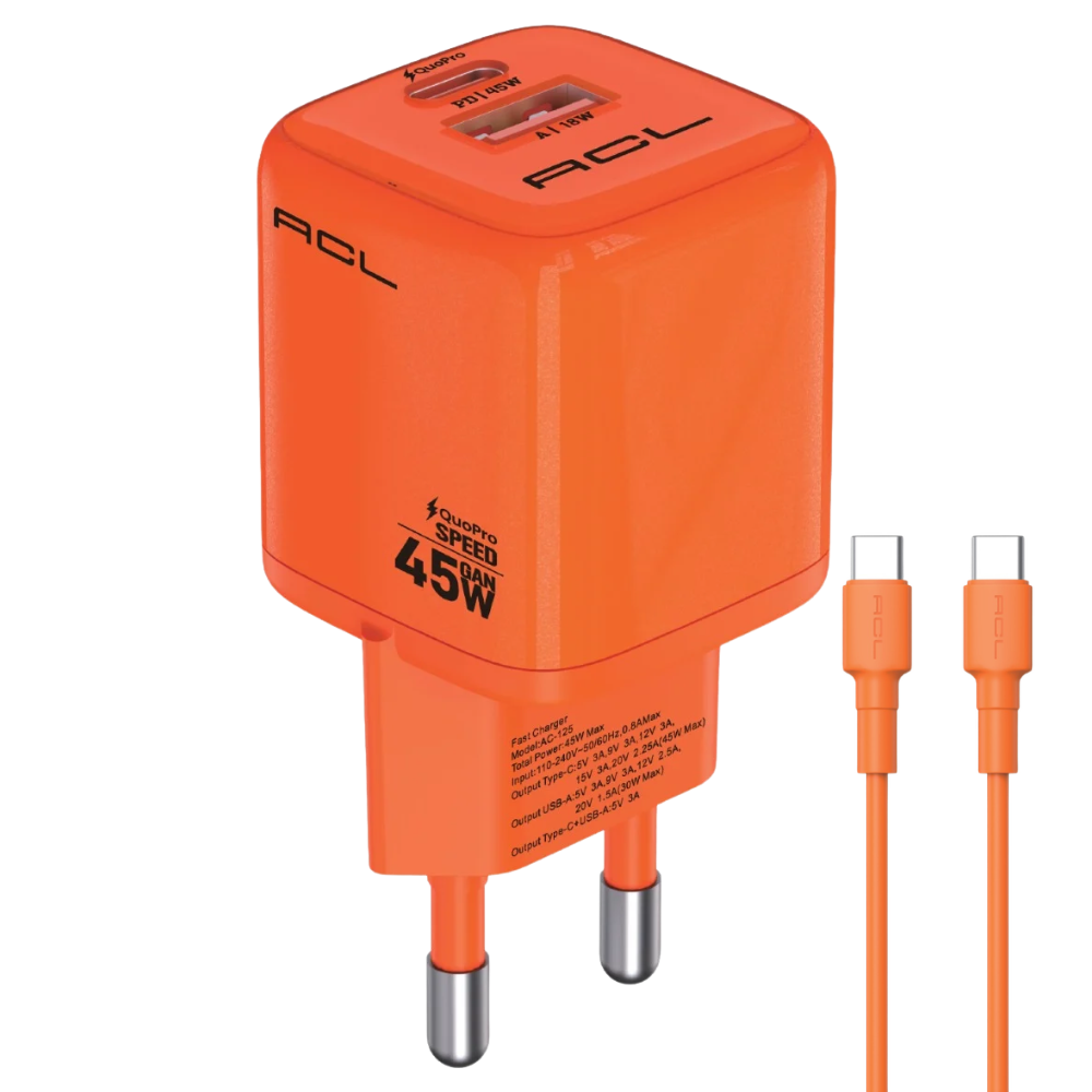 ACL AC-125 45W Şarj Aleti + Type-C Kablo