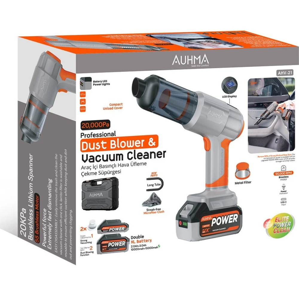 Auhma AHV-21 20.000Pa Araç İçi Süpürge - Görsel 2