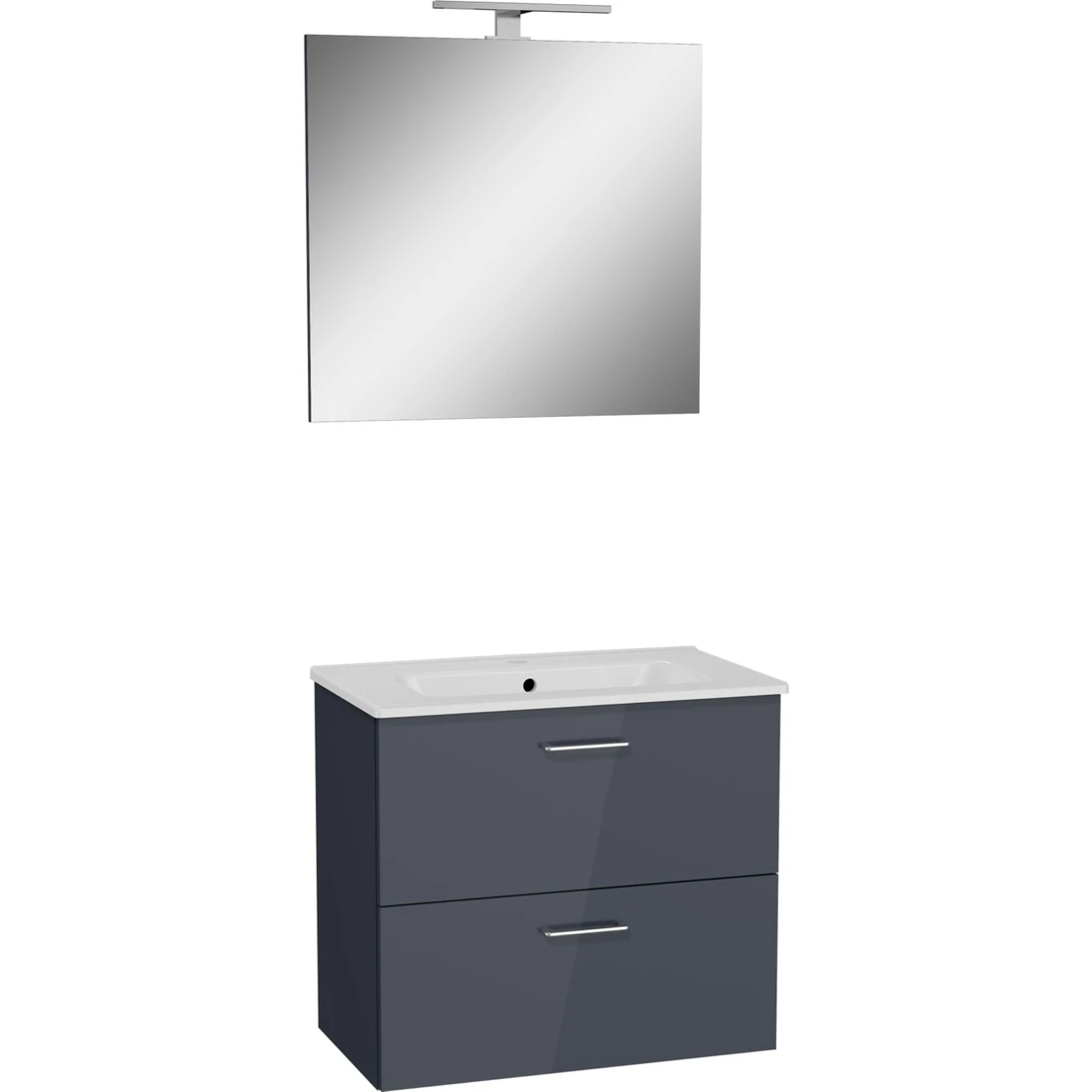 VitrA Ardea 67095 Banyo Dolabı Seti Çekmeceli, 70 cm, Parlak Antrasit