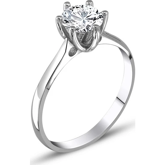 Swarovski 925 Ayar Tek Taş Yüzük 38