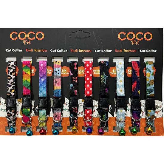 Cocopet Desenli Kedi Boyun Tasması 10 Adet