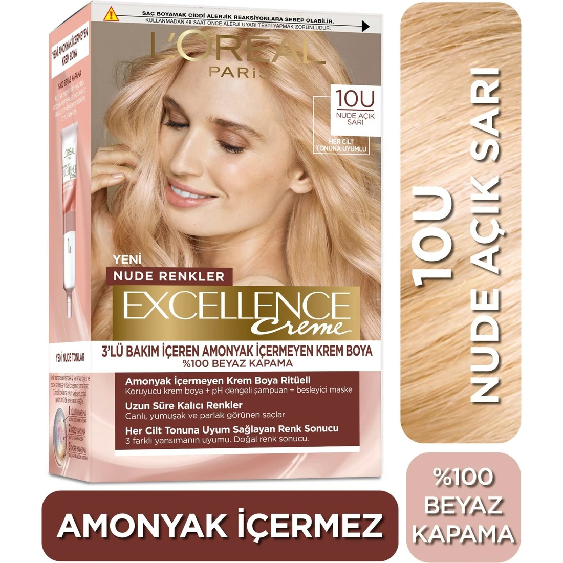 L’Oréal Paris Excellence Creme Nude Renkler Saç Boyası – 10U Nude Açık Sarı