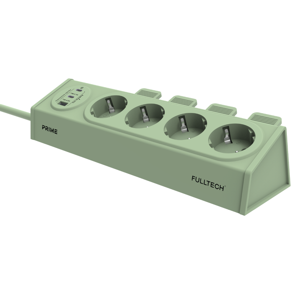 Fulltech FTR-36 4’lü Akım Korumalı Grup Priz – 2x Type-C / 1x USB 15W (2 Metre Kablo)